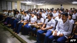 Estudiantes de la Escuela Latinoamericana de Medicina en La Habana en 2013. AFP/ Adalberto Roque.