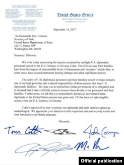 Carta de los senadores a Rex Tillerson.