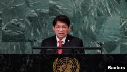 El canciller de Nicaragua, Denis Moncada, en Naciones Unidas el 26 de septiembre de 2022. (Reuters/Eduardo Muñoz).