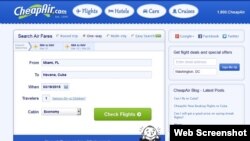 La web de CheapAir permite comprar ya pasajes EEUU-Cuba vía México.