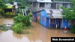 El Río Miel quedó desbordado tras las intensas lluvias. (Facebook/Radio Baracoa)