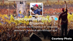 Portado del la cuenta de twitter @hcapriles Henrique Capriles