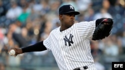 El lanzador de los Yankees de Nueva York Luis Severino.