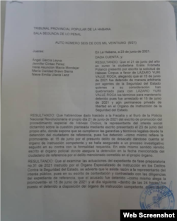 Copia de la recusación del Habeas Corpus a Lázaro Yuri Valle Roca