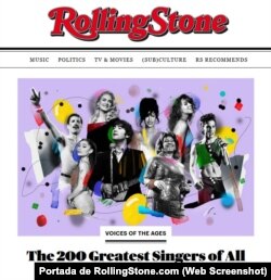 Celia Cruz, entre los grandes cantantes de todos los tiempos. (Captura de portada/RollingStone.com)