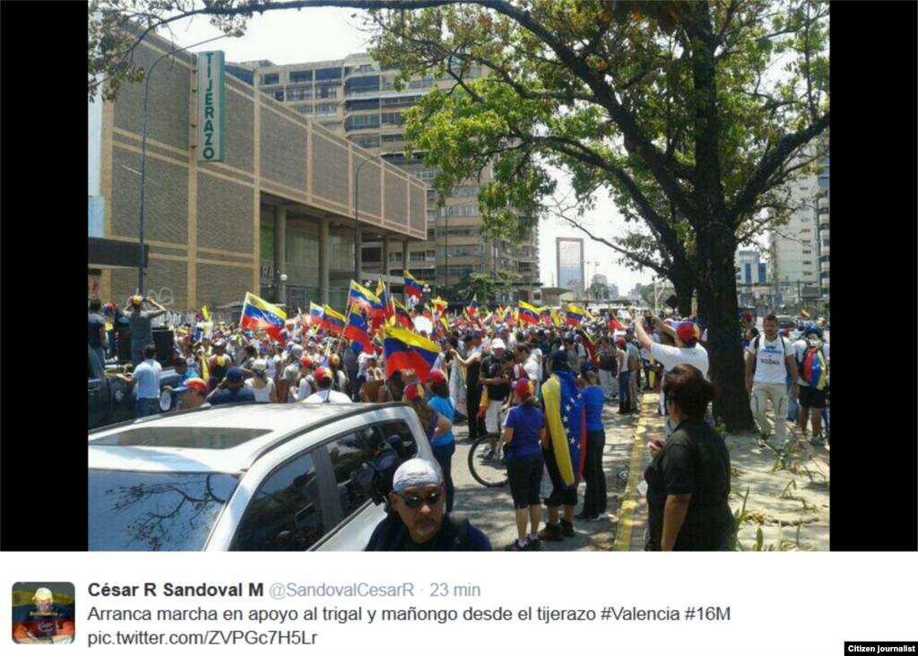 Imágenes en twitter de marchas en Venezuela el 16 de marzo