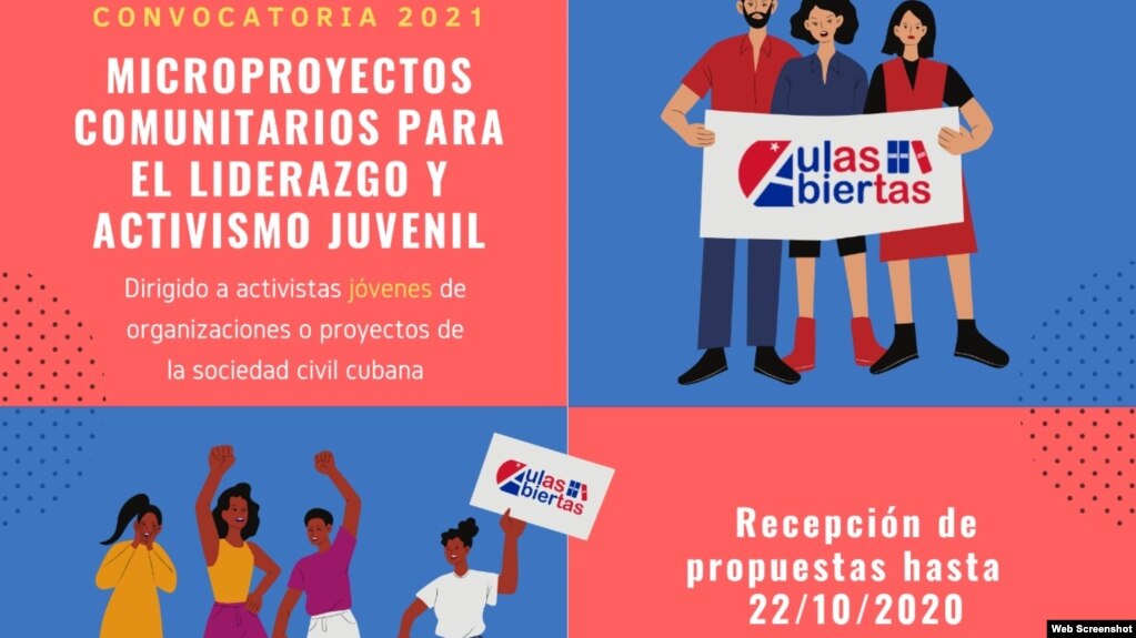 Convocatoria de Aulas Abiertas a jóvenes de la sociedad civil cubana