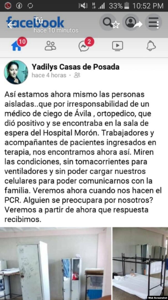 Denuncia en Facebook de Casas de Posada.