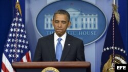 El presidente estadounidense Barack Obama durante una rueda de prensa celebrada en Washington, Estados Unidos hoy 30 de abril de 2013.