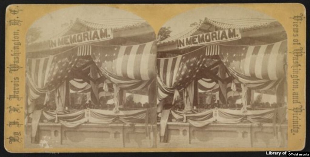 Dibujo de la celebración del primer Día de la Decoración en el Cementerio de Arlington en 1868. Biblioteca del Congreso de EE.UU. (Biblioteca del Congreso)
