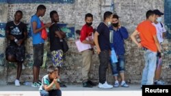Migrantes en Tapachula, México, en su intento de llegar a Estados Unidos, el 6 de mayo de 2022. (Reuters/José Torres).