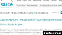 Declaración del Instituto de Ingenieros de Sudáfrica.