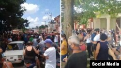 Multitudinaria protesta en San Antonio de los Baños, Cuba. 