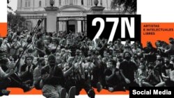 El 27 de noviembre de 2020, decenas de artistas e intelectuales cubanos se manifestaron frente al Ministerio de Cultura. (Facebook/Julio Llópiz)