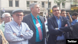 Delegación cubana @LASA2016. De izq. a der. Miguel Barnet, Arturo López Levy y José Ramón Cabañas. 