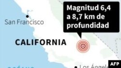 Ubicación del sismo del 4 de julio de 2019. Imagen de AFP.