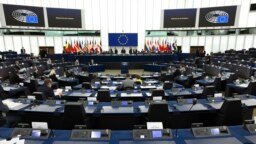El Parlamento Europeo durante una sesión de trabajo. (Frederick Florin, Pool via AP)