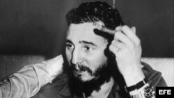 Fidel Castro en su habitación del Hotel Hilton de Nueva York.