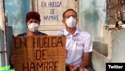 José Daniel Ferrer junto a su esposa, Nelva Ismarays Ortega, ambos en huelga de hambre junto a una treintena de activistas de UNPACU. (Twitter/@jdanielferrer)