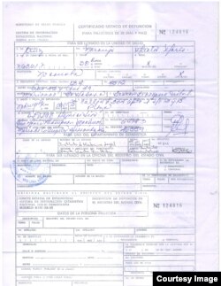 Certificado de defunción de Héctor Navarro Cruz Naranjo