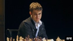 Foto de archivo del ajedrecista Noruego Magnus Carlsen, actual campeón mundial de ajedrez.