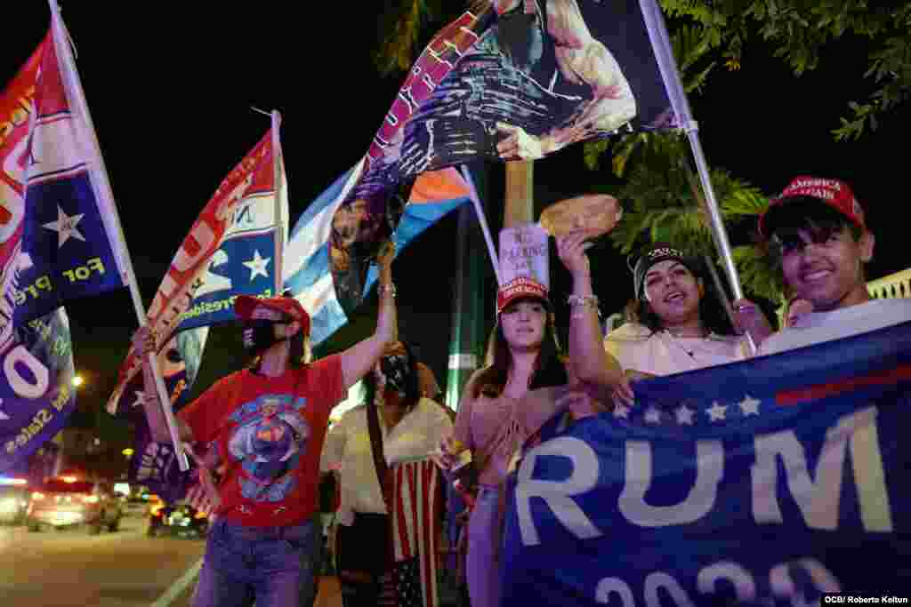 Cubanos se manifiestan dando la victoria a la reelecci&#243;n de Donald Trump.