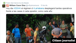 Policías en vigilancia a opositores. Foto cortesía de Frank Abel García para Reporta Cuba.