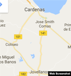 Localización geográfica de Carlos Rojas, entre Jovellanos y Cárdenas