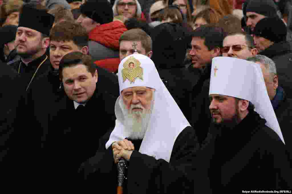 El Patriarca de la Iglesia Ortodoxa Ucraniana, Filaret, participa en la marcha de la Dignidad.