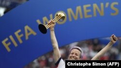 Megan Rapinoe, capitana de Estados Unidos, equipo campeón del mundo, el 7 de julio de 2019 en Lyon, Francia.