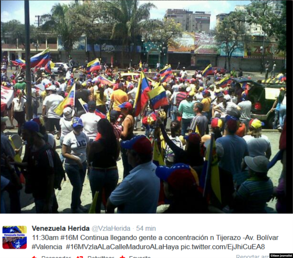 Imágenes en twitter de marchas en Venezuela el 16 de marzo