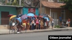 Reporta Cuba publicó esta foto de una cola para comprar 11 onzas de pollo. Foto: Martha Beatriz Ferrer.