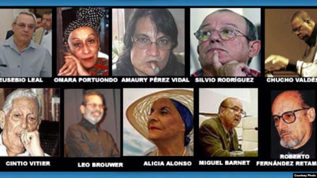 Algunos de los intelectuales firmantes del "Mensaje desde La Habana para amigos que están lejos”, 2003.