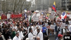 Marcha en favor de legalización de indocumentados en Estados Unidos.