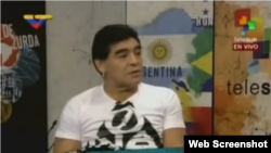 El ex futbolista argentino Diego Armando Maradona, en el programa De Zurda de Telesur.