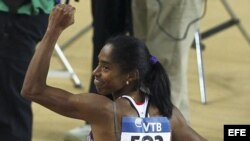Yamilé Aldama, medalla de oro en triple salto en el campeonato mundial de Estambul.