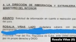 Rosalía Viñas, solicitud de información