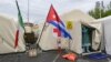 El hospital provisional en Crema, al sureste de Milán, en el que laboraron médicos cubanos enviados a combatir el coronavirus en Italia. (Miguel Medina/AFP)