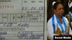 Multa a la Dama de Blanco Aimara Nieto Muñóz, ahora encarcelada junto a su esposo Ismael B. Reñí. (Twitter)