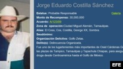 Imagen cedida tomada del portal de recompensas de la Procuraduría General de la República (PGR) del líder del cartel del Golfo, Jorge Eduardo Costilla Sánchez, alias "El Coss".