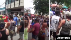 Imágenes de la protesta en Palma Soriano el 11 de julio. (Captura de video/Social Media)