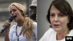 Lilian Tintori y Mitzy Capriles, esposas de los opositores Leopoldo López y Antonio Ledezma, respectivamente. Archivo.