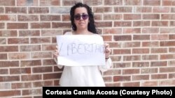 La periodista independiente Camila Acosta (Cubanet) pide libertad para Luis Manuel Otero Alcántara.