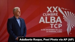 Miguel Díaz-Canel en la última Cumbre del ALBA, celebrada en La Habana en diciembre de 2021.