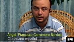 Imagen tomada de un vídeo y suministrada por el Gobierno cubano en La Habana (Cuba) hoy, lunes 30 de julio de 2012, en la que aparece el español Ángel Carromero, quien conducía el vehículo donde viajaba el fallecido opositor Oswaldo Payá.