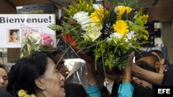 Suu Kyi a su llegada a Francia