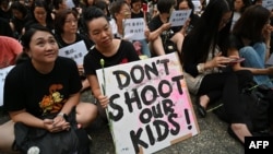Una manifestación anti extradición en Hong Kong.