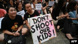 Una manifestación anti extradición en Hong Kong.