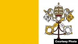 Bandera de El Vaticano con escudo.