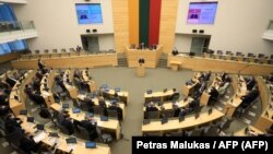 Imagen del Parlamento de Lituania, país que se independizó de la URSS el 11 de marzo de 1990. (Petras Malukas / AFP).